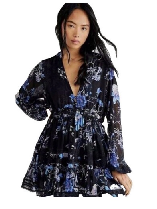 Free People Dresses & Skirts - Free People Cherry Blossom Mini Dress in Black Combo- M